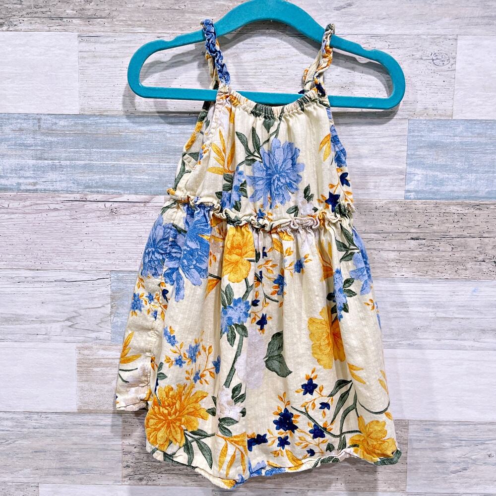 Old Navy Ruffle Swing Cami Dress Yellow Floral Cotton Blend Toddler Girl 2T